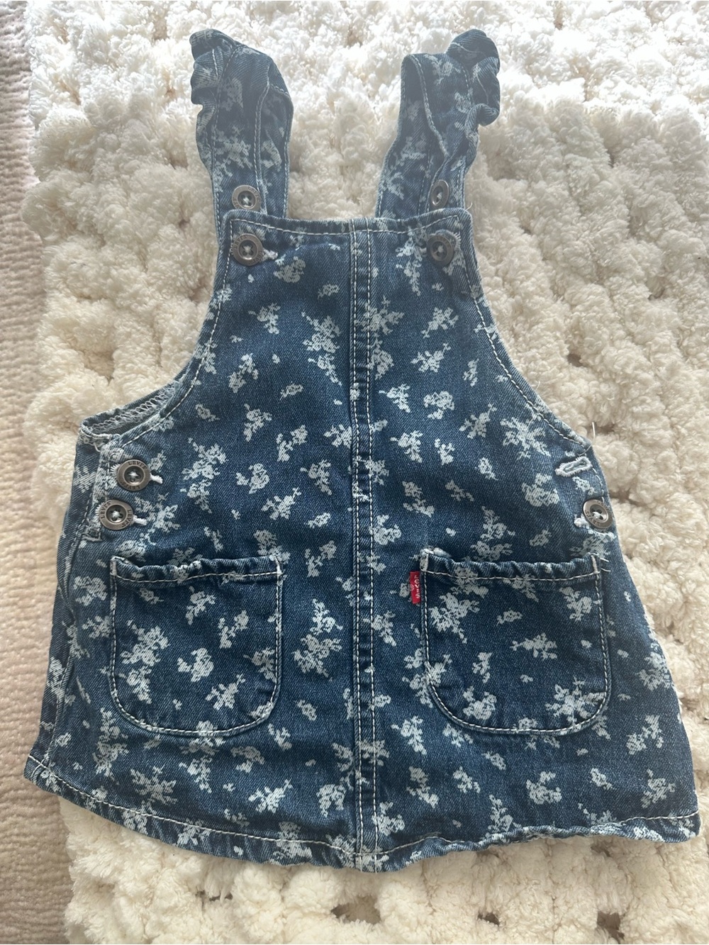 |Levi's| Blue Floral Denim Overall Dress for Kids